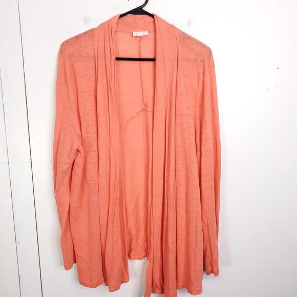 J Jill Sweater Womens XL Love Linen Cardigan Peach Lightweight Beachy Summer - Picture 1 of 9